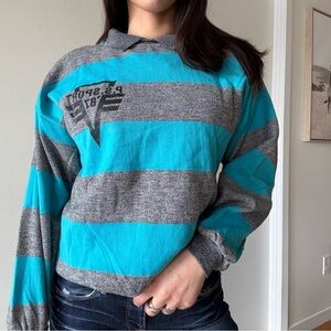 90s Vintage Striped Collared Oversized Sweater